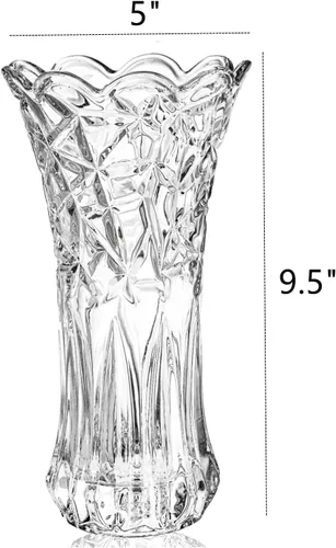 Miniatura 2 de Dicunoy Juego de 2 jarrones de flores de cristal, jarrones grandes transparentes de 9.5 pulgadas para centros de mesa, moderno jarrón de rosas