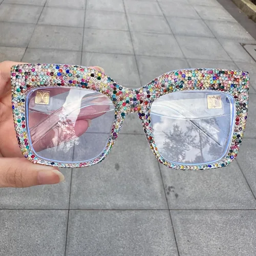 Miniatura 3 de Oprah Style - Lentes de lectura brillantes para mujer, con bloqueo de luz azul, diamantes brillantes, cuadrados de gran tamaño, para lectura