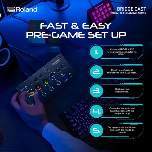 Miniatura 5 de Roland BRIDGE CAST - Mezclador de juegos de doble bus Interfaz de transmisión de audio profesional y mezclador para jugadores en línea Hardware