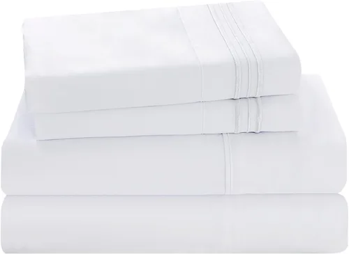 Yibeizi juego de sábanas blancas tamaño individual, sábanas para niños de microfibra con bolsillos profundos, lindo juego de sábanas y fundas de