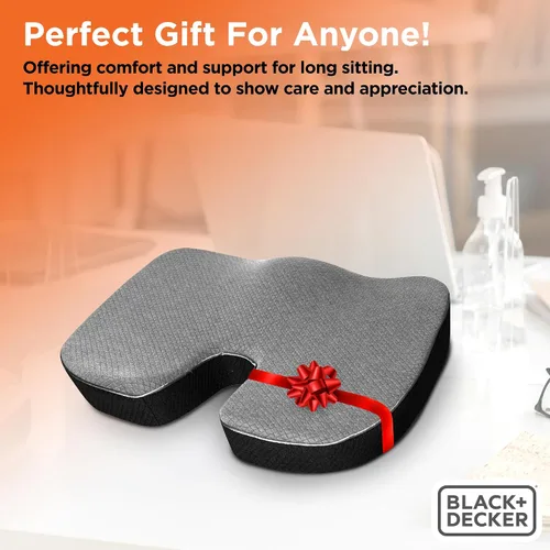 Miniatura 7 de BLACK+DECKER Cojín de asiento de espuma viscoelástica acolchada y tejida en U para silla de oficina, coche, silla de ruedas y avión – Ergonómico