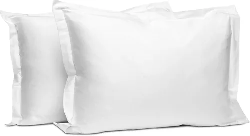 Miniatura 108 de Pizuna Juego de 2 fundas de almohada de 100 % algodón puro, tamaño estándar, color blanco, lujosas fundas de almohada de 400 hilos de satén