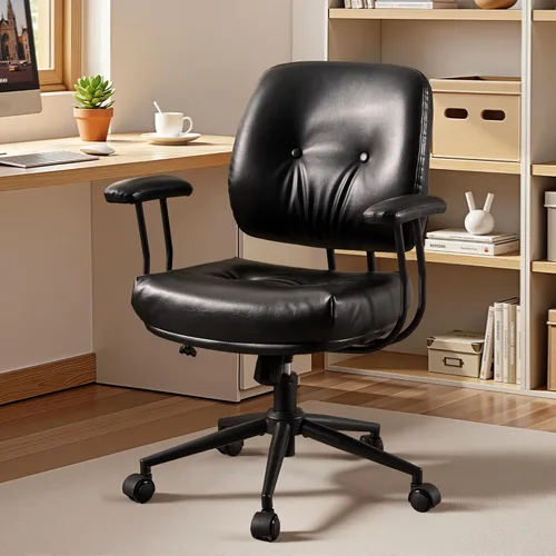 Miniatura 23 de Silla ergonómica de escritorio de oficina en casa, silla giratoria de 360° con inclinación y altura ajustable con cojín grueso y reposabrazos