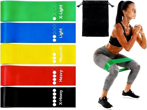 Miniatura 9 de Bandas de resistencia para entrenamiento, bandas de ejercicio en bucle para fitness en interiores y exteriores, 5 piezas de entrenamiento de fuerza