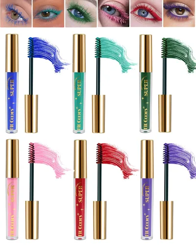 Juego de máscara de pestañas de colores, 6 unidades, color rosa, rojo, verde, azul, morado, impermeable, para pestañas, pestañas de ojos a prueba de