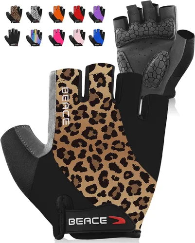 BEACE Guantes para ciclismo, ciclismo, bicicleta de carretera de medio dedo para hombres y mujeres, 0.197 in, transpirable, antideslizante,