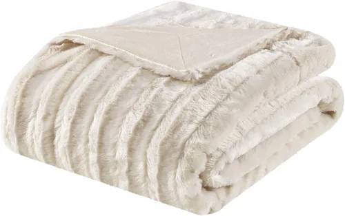 Miniatura 7 de Madison Park Duke - Manta larga de piel sintética de lujo, suave y acogedora, para cama, entrenador o sofá, 50 x 60 pulgadas, color negro