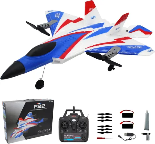 Avión de control remoto de 4 canales, avión F-22 RC para adultos principiantes con sistema de estabilización Xpilot volador acrobático y acrobacia,