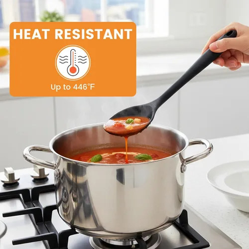 Miniatura 4 de HAKSEN Cucharas de silicona para cocinar, 4 cucharas antiadherentes de 10.8 pulgadas, juego de utensilios de cocina de silicona resistentes al calor