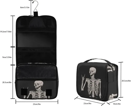 Miniatura 3 de AUUXVA Neceser colgante para mujer, bolsa de maquillaje de esqueleto de Halloween, bolsa de cosméticos para el día de los muertos, artículos