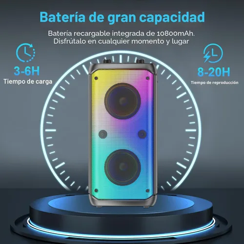 Miniatura 7 de Altavoz Bluetooth, altavoces para exteriores de 80W de potencia máxima, Bluetooth inalámbrico, TWS altavoces portátiles para fiestas con subwoofer