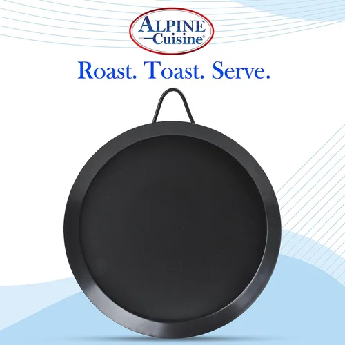 Miniatura 4 de Alpine Cuisine Parrilla redonda antiadherente de 8 pulgadas – Tortilla Comal de acero al carbono negro con un solo mango – Comal duradero