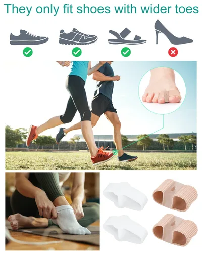 Miniatura 6 de 4 separadores de dedos correctores de juanetes para mujeres y hombres, espaciadores de gel para dedos grandes con 2 bucles para pies, alisador