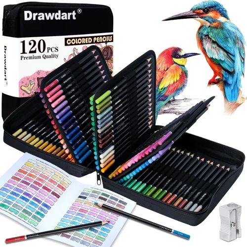 Miniatura 8 de Drawdart - Lápices de colores para colorear para adultos, juego de 72 lápices profesionales de núcleo blando para dibujo, bosquejo, sombreado con 72