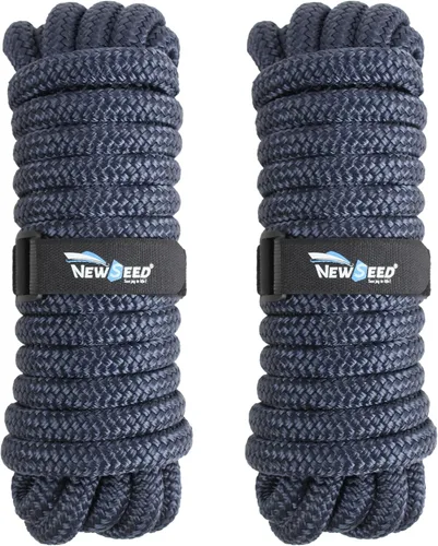Miniatura 11 de MALZE-NEWSEED Líneas de Amarre Paquete de 2 de 5/8" x 25' Cuerda de Barco de Nailon Trenzado Doble con Ojales de 15", Líneas de Amarre de Grado