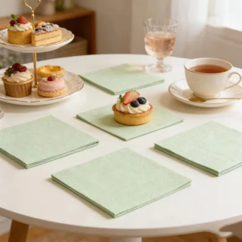 Miniatura 7 de 300 paquetes de servilletas de cóctel de 2 capas, servilletas de postre plegadas de 5 x 5 pulgadas, servilletas desechables para cena, boda, Verde