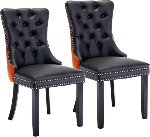 Miniatura 11 de Silla de comedor copetuda moderna de terciopelo para comedor, sillas de comedor tapizadas con remache de clavo, anillo trasero para cocina, comedor
