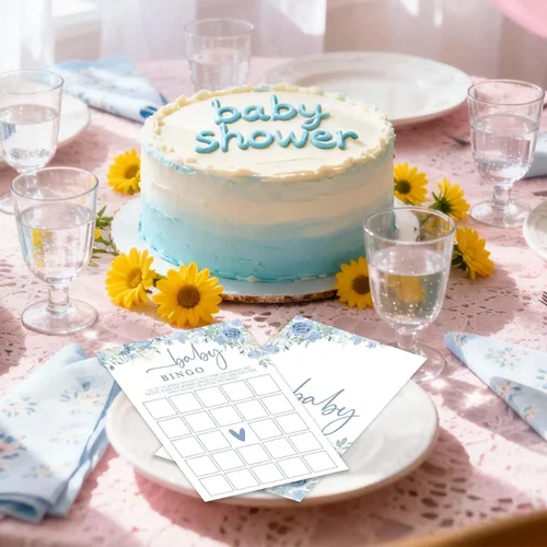 Miniatura 3 de Baby in Bloom - Juegos de baby shower, decoración de juegos de bingo floral azul primavera, ideas de favores de fiesta, suministros de fiesta