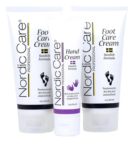 Nordic Care Crema para el cuidado de los pies (paquete de 2) + crema de manos | Hidrata y trata los pies muy secos y los talones agrietados | La