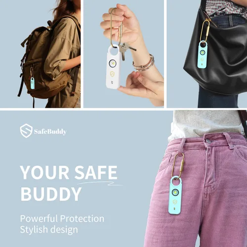 Miniatura 2 de Alarma personal para mujer, diseñada por mujeres, alarma de altavoces dobles extra fuertes con luz estroboscópica, recargable, alarmas personales