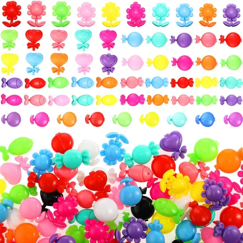 120 pinzas de plástico para el pelo con bisagra para niñas, flores multicolores, dulces, peces de los años 80 y 90, mini pasadores de diseño de