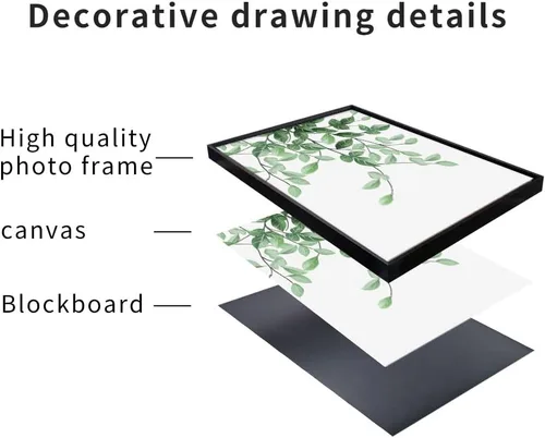 Miniatura 6 de MPLONG Póster de 3 piezas con diseño de plantas verdes, marco de lienzo adecuado para decoración de habitación, estética, sala de estar, dormitorio