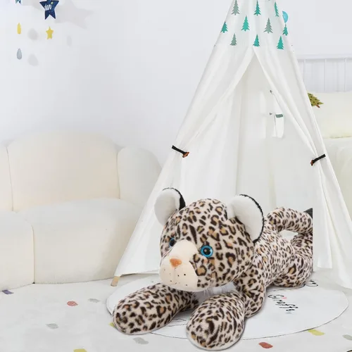 Miniatura 8 de MorisMos Animal de Peluche Gigante Guepardo Almohada de Felpa 4 pies, 47" Juguete de Felpa de Guepardo Extra Grande para Niños y Adultos, Leopardo