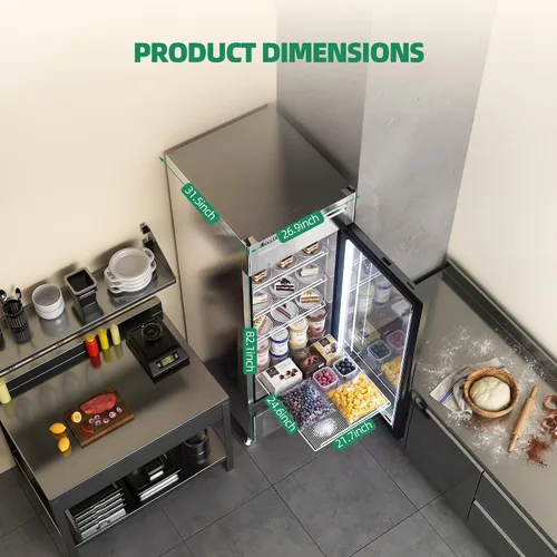 Miniatura 8 de Coolski Congelador comercial con puerta de vidrio individual, 21.8 pies cúbicos congelador vertical para helados y alimentos congelados, estantes