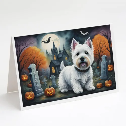 Miniatura 38 de Caroline's Treasures DAC2018GCA7P - Tarjetas de felicitación y sobres de Halloween espeluznantes de Border Collie, paquete de 8 tarjetas en blanco