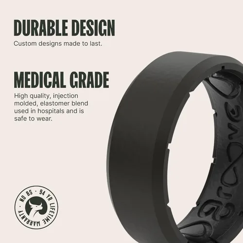 Miniatura 2 de Groove Life Edge Silicone Ring - Breathable Rubber Wedding Rings for Men, Lifetime Coverage, Unique Design, Comfort Fit Ring