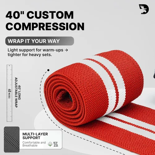 Miniatura 4 de DMoose Fitness Elbow Wraps for Weightlifting (Pair) - 40'' Adjustable Strap for Gym Workout & Bench Press, Compression Elbow Sleeves for Tendonitis