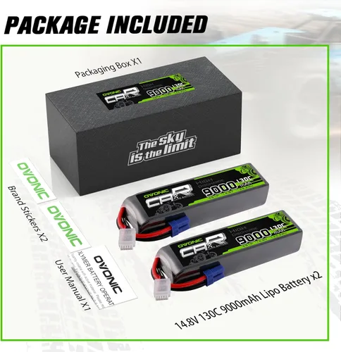 Miniatura 6 de OVONIC 4S LiPo Batería 9000mAh 14.8V 130C RC Batería con conector EC5 (paquete de 2)