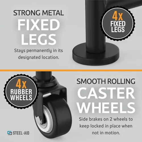 Miniatura 4 de STEELAID Soporte para neumáticos rodante: metal, ajustable, soporte para neumáticos y cubierta protectora, incluye 4 patas ajustables no rodantes