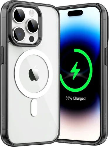 Miniatura 18 de JETech Funda magnética para iPhone 14 de 6.1 pulgadas, compatible con carga inalámbrica MagSafe, a prueba de golpes, parte trasera transparente
