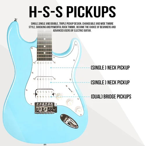 Miniatura 4 de Soulmate - Kit de guitarra eléctrica de 39 pulgadas, tamaño completo, cuerpo sólido, kit para principiantes HSS, guitarra eléctrica de iniciación