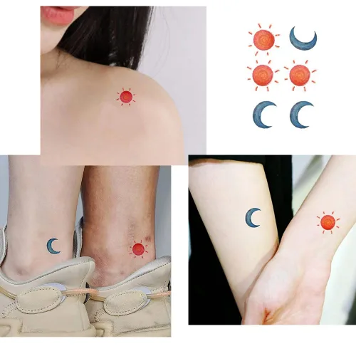 Miniatura 5 de Tatuaje temporal de cielo estrellado de fantasía, tatuajes temporales coloridos e impermeables, tatuajes falsos que se ven reales y duran mucho Azul