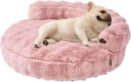 Miniatura 15 de EHEYCIGA Sofá cama suave para gatos de interior, cama extra pequeña esponjosa para perros con funda extraíble lavable, sofá para mascotas, Camello