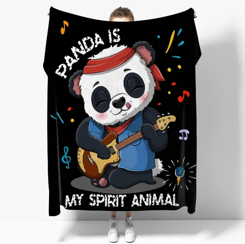 Miniatura 10 de Manta de franela con texto en inglés "I Just Really Like Panda", suave y ligera, para sofá, cama, camping, manta de poliéster, regalo para niñas