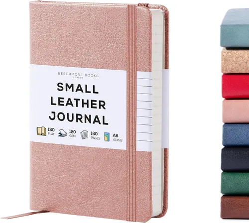 Miniatura 35 de BEECHMORE BOOKS Cuaderno rayado, 5.8 x 8.3 pulgadas, páginas rayadas A5, 160 páginas, diarios de cuero de tapa dura para mujeres, hombres, escritura