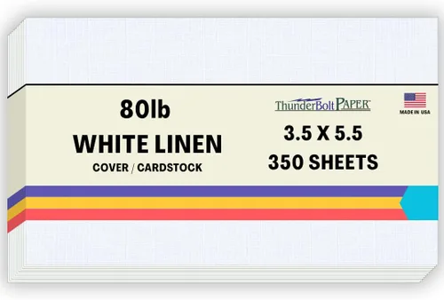 Miniatura 16 de 100 hojas de papel de cubierta de lino blanco brillante 80# – 4.5 x 6.5 pulgadas, invitación 1/2 pulgada más pequeña que 5 x 7 – peso de tarjeta