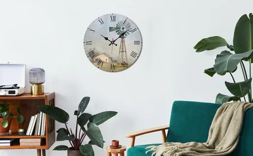 Miniatura 5 de Windmill House Wooden Wall Clock with Roman Numerals for Retro Decor 25 * 25cm