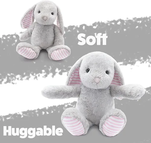Miniatura 4 de WEIGEDU Conejos grises de peluche para niños, niñas y niños, juguetes de felpa para bebés, regalo de cumpleaños y hora de dormir, 45 cm