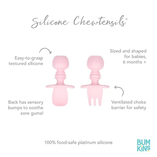 Miniatura 5 de Bumkins Juego de Utensilios para Bebés, Cucharas de Silicona para Masticación, Autoalimentación, Desayuno Guiado por el Bebé, Entrenamiento