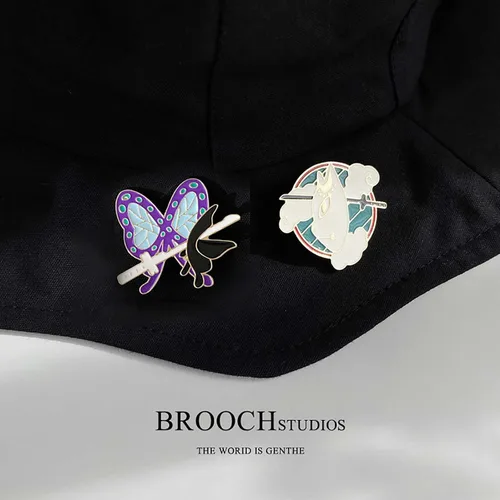 Miniatura 6 de MHTYYDS Demon Slayer Hashibira Inosuke Broche - Kimetsu No Yaiba - Colección de insignias de esmalte de metal, decoración de mochila de regalo