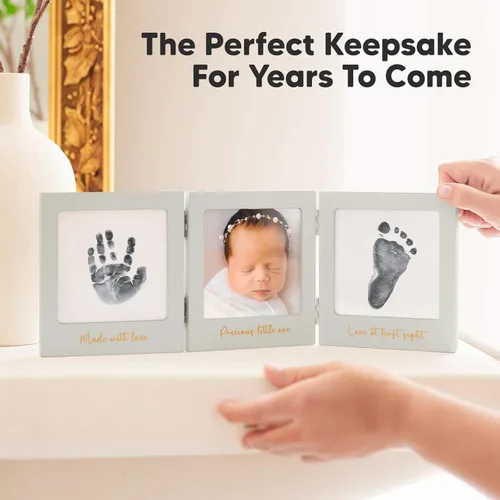 Miniatura 6 de Kit de huellas de mano y huellas de bebé sin tinta para recién nacido - Kit de huellas de bebé, marco de foto de guardería conmemorativa para recién
