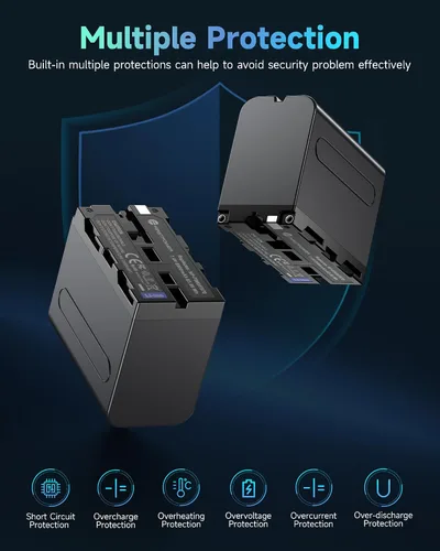 Miniatura 6 de FirstPower Paquete de 2 baterías NP-F970 y cargador dual USB para batería Sony NP-F970 F960 F950 F930 F750 F570 F550 F530 F330 y Sony Handycams