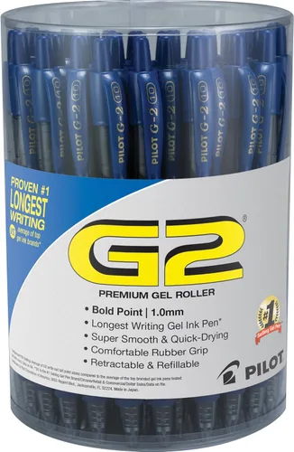 Miniatura 8 de Pilot G2 Bolígrafos de gel premium, lápices negros, punta gruesa de 1 mm, paquete de 48, negro