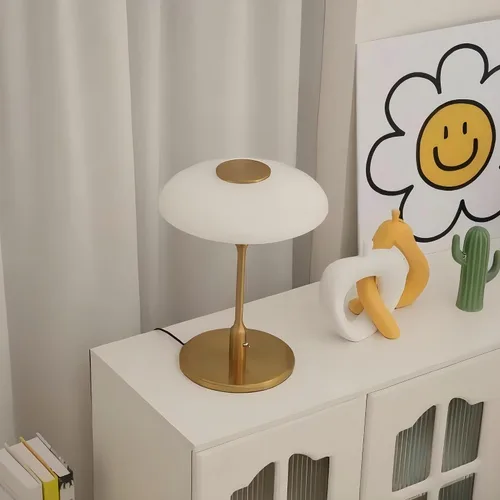 Miniatura 5 de Lámpara de mesa moderna de metal y vidrio, lámpara de mesa decorativa, lámpara de mesa para sala de estar, dormitorio, sala de estudio, 12.6 x 16.5