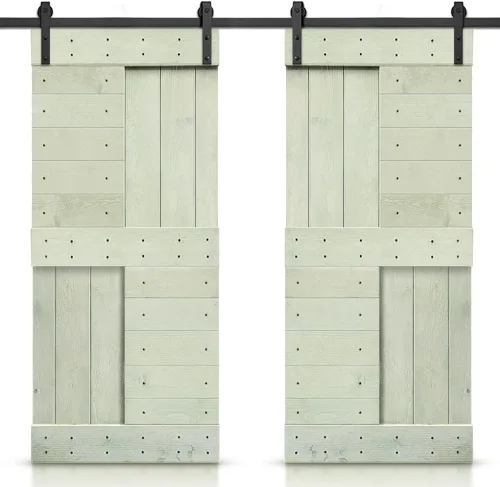 Miniatura 70 de TMS Serie N - Puerta corrediza interior de madera de pino anudada con kit de herrajes deslizantes (32 x 84 pulgadas, blanco)