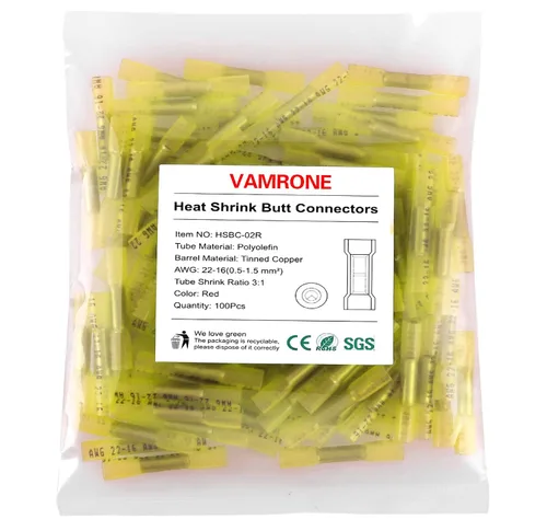 Miniatura 19 de 200 conectores de cable termorretráctiles de 16-14 AWG, conectores de cable eléctrico aislados, impermeables, terminales de crimpado de alambre
